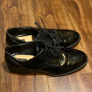Black shiny loafers